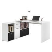 FMD Möbel 353-001 Winkelkombination LEX Tisch circa 136 x 75 x 68 cm, montiert Regal circa 137 x 71 x 33 cm, weiß - 1